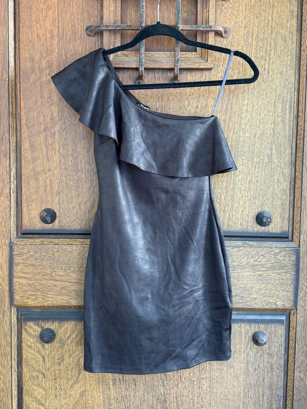 Bebe One-Shoulder Black Ruffle Mini Dress Size XXS